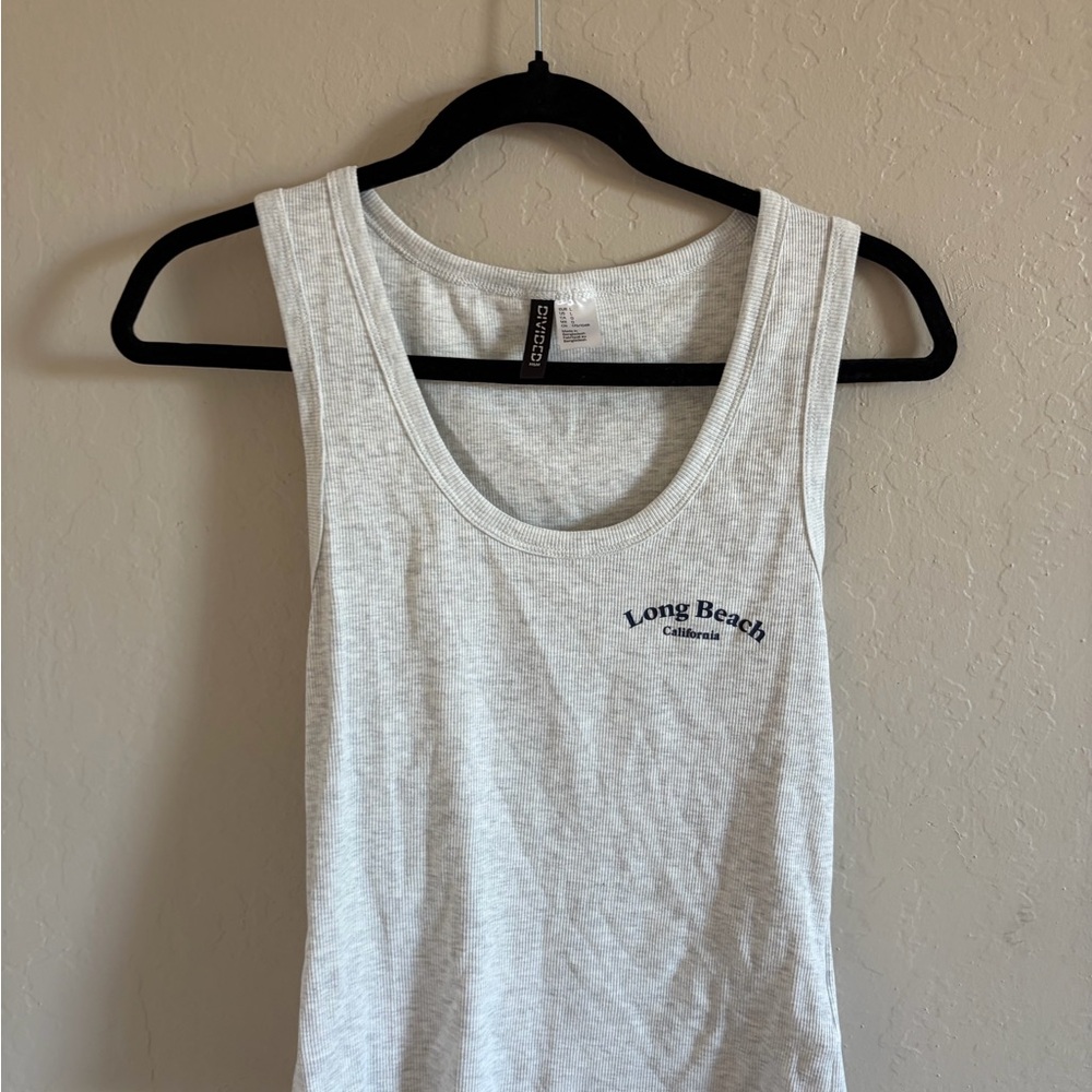 Divided Light Gray Ribbed Tank Top